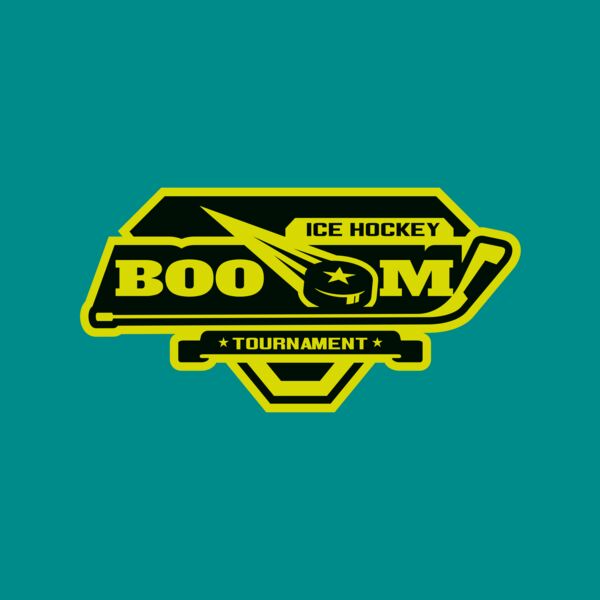 Boom Ice Hockey Tournament logo template Thumbnail