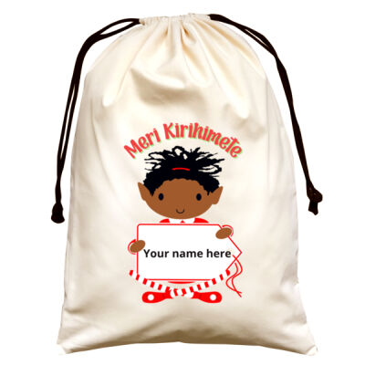 Meri Kirihimete (Merry Christmas) Santa sack - (large) Personalize with the name/s of your tamariki Thumbnail