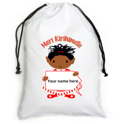 Meri Kirihimete (Merry Christmas) Santa sack - (large) Personalize with the name/s of your tamariki Thumbnail