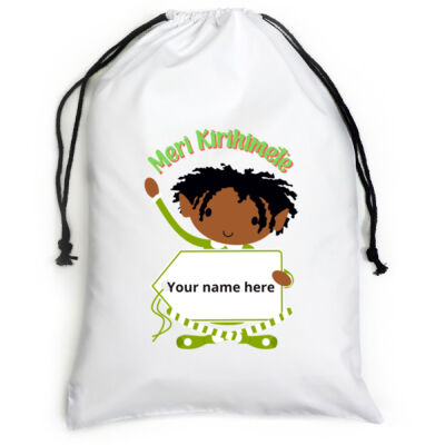 Meri Kirihimete (Merry Christmas) Santa sack - (large) Personalize with the name/s of your tamariki  Thumbnail