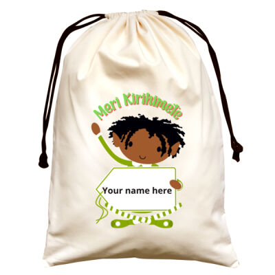 Meri Kirihimete (Merry Christmas) Santa sack - (large) Personalize with the name/s of your tamariki  Thumbnail